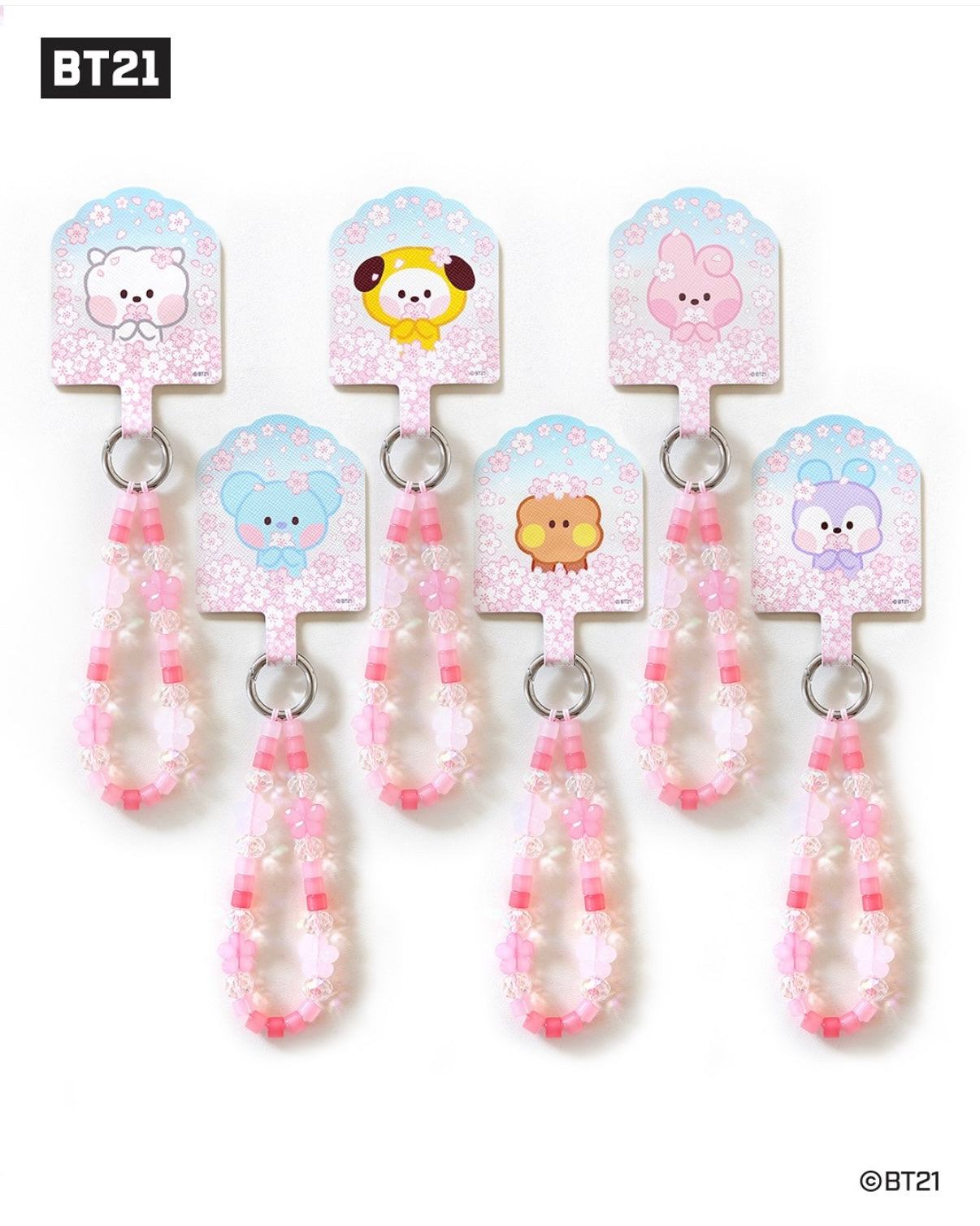 BT21 Cherry Blossom Phone Tag Holder