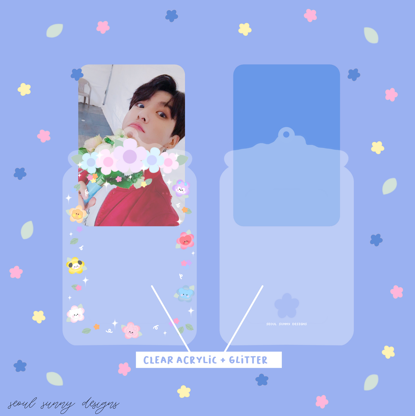 Flowers Glitter Acrylic Photocard Holder