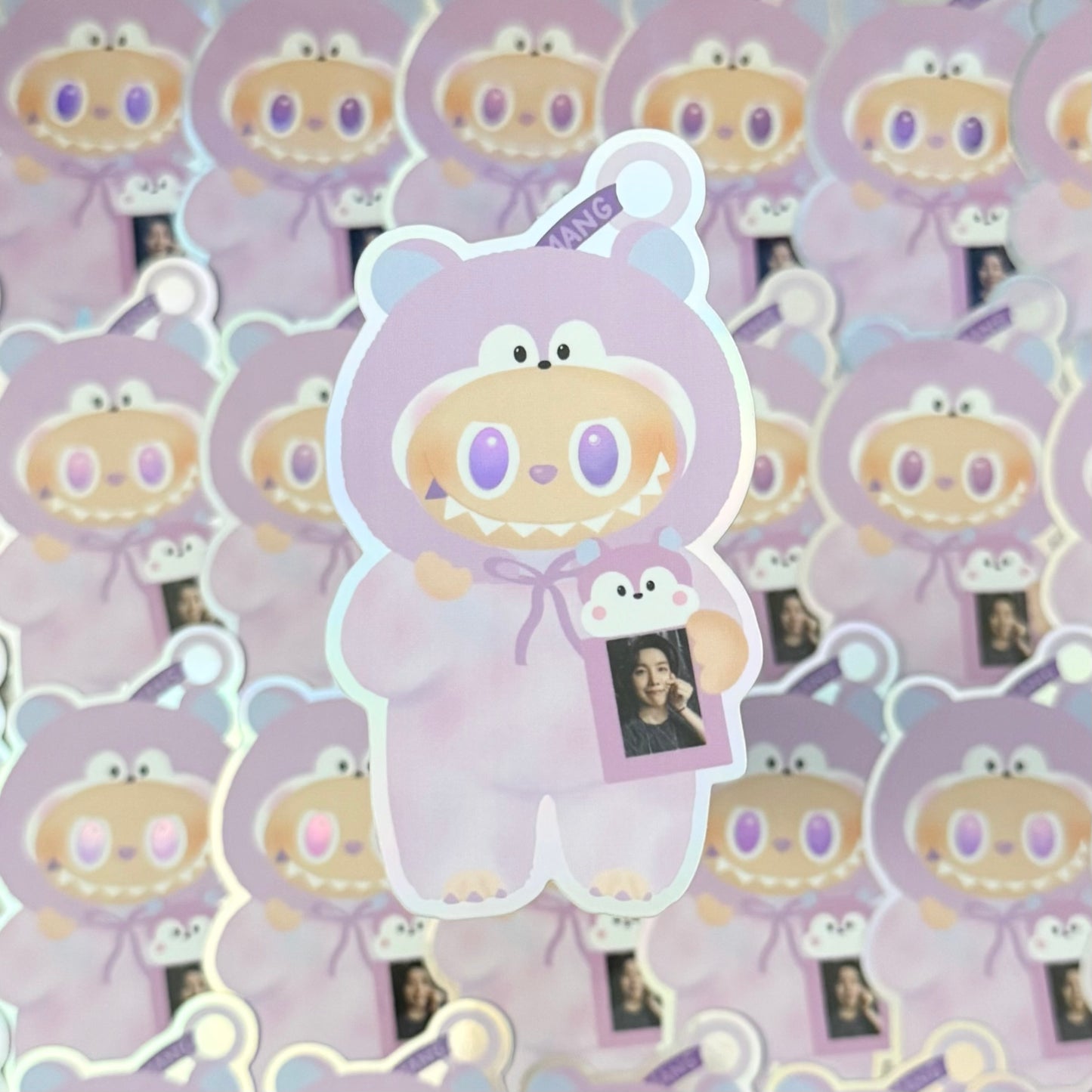 Big into energy Luck labubu x BT21 Holographic Sticker
