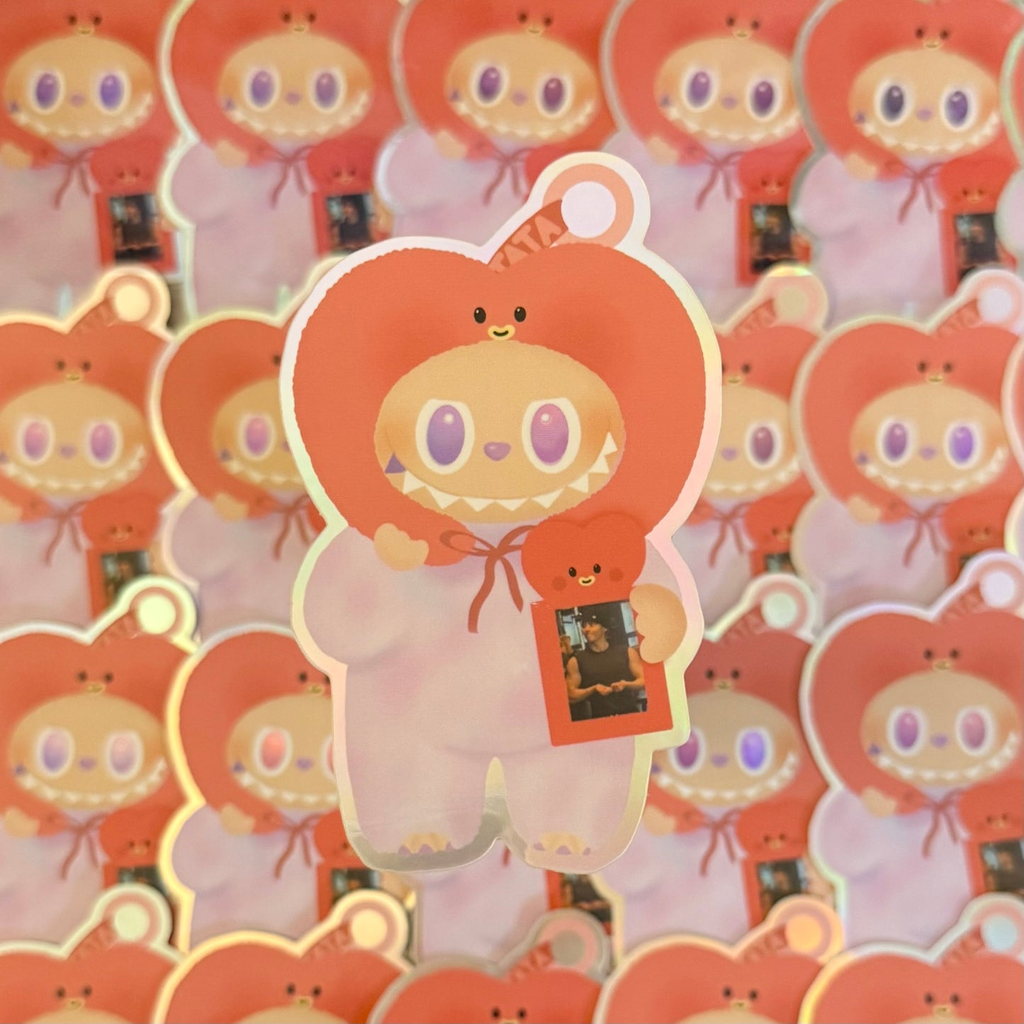 Big into energy Luck labubu x BT21 Holographic Sticker