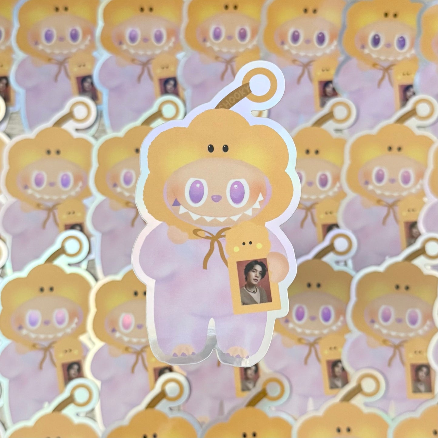 Big into energy Luck labubu x BT21 Holographic Sticker