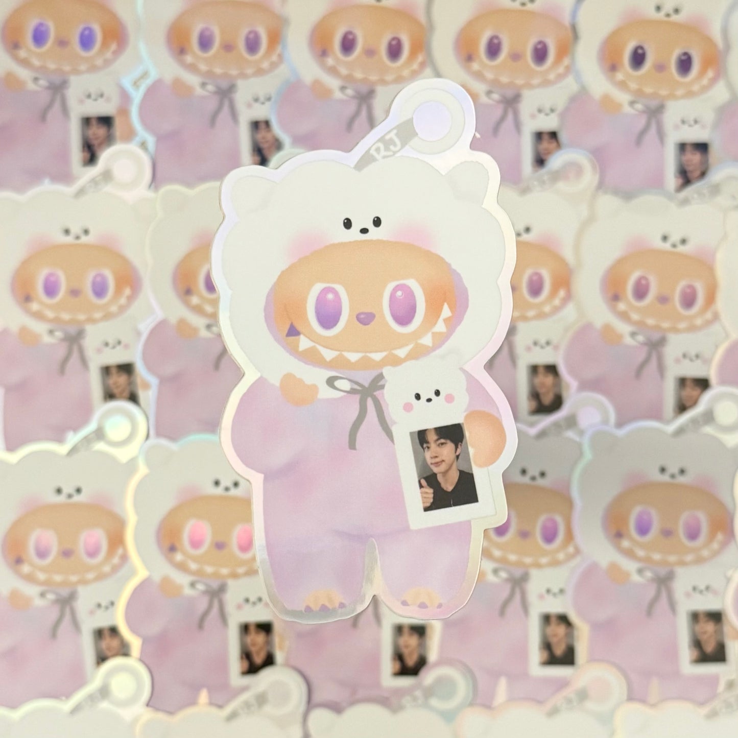 Big into energy Luck labubu x BT21 Holographic Sticker