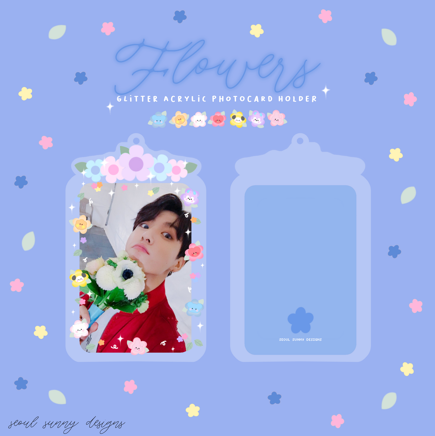 Flowers Glitter Acrylic Photocard Holder