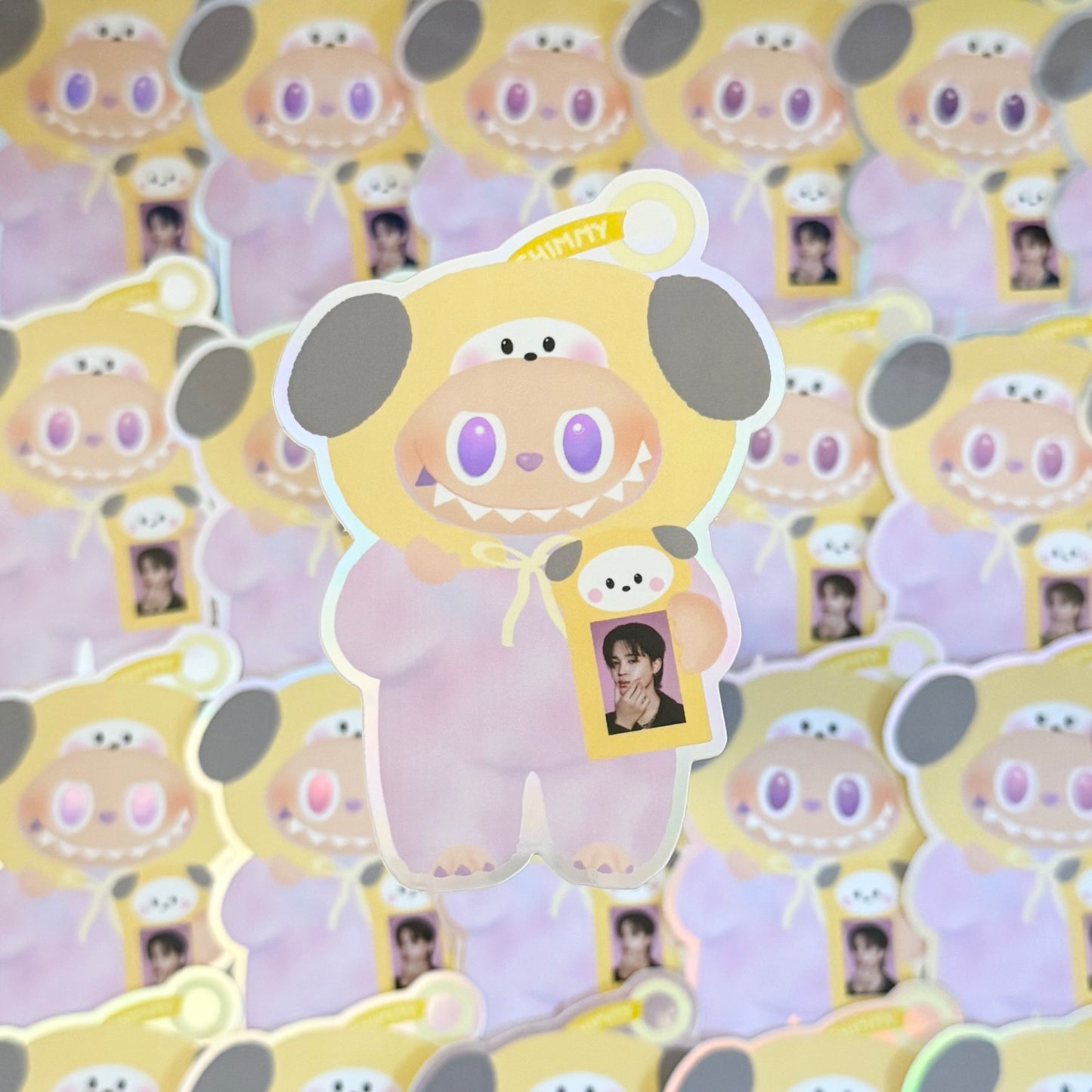 Big into energy Luck labubu x BT21 Holographic Sticker
