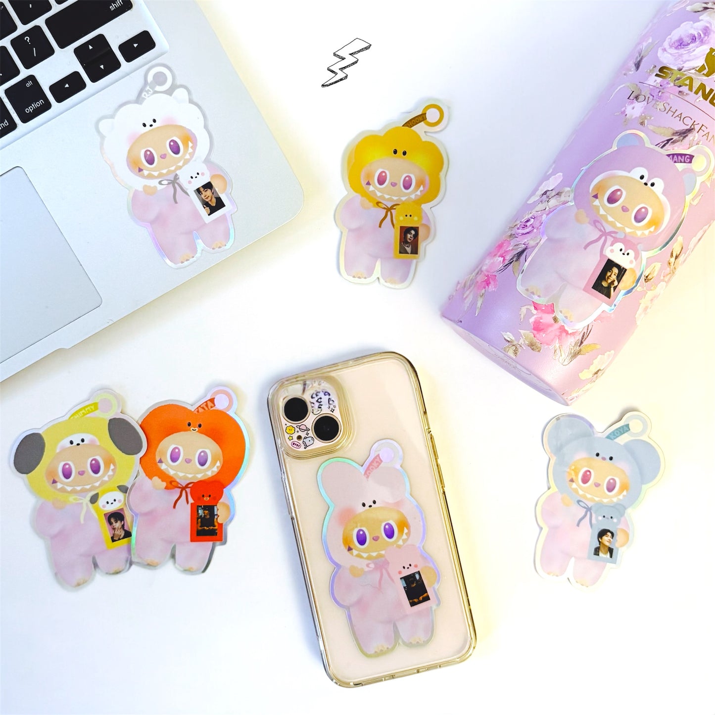 Big into energy Luck labubu x BT21 Holographic Sticker