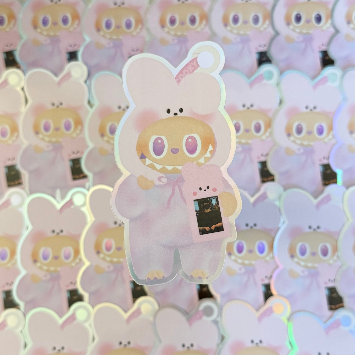 Big into energy Luck labubu x BT21 Holographic Sticker