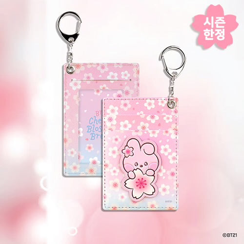 BT21 Leather Patch Cherry Blossom Card Holder