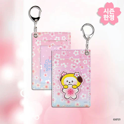 BT21 Leather Patch Cherry Blossom Card Holder