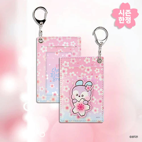 BT21 Leather Patch Cherry Blossom Card Holder