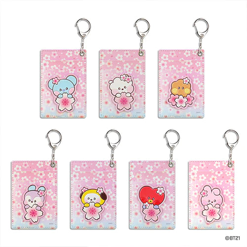BT21 Leather Patch Cherry Blossom Card Holder