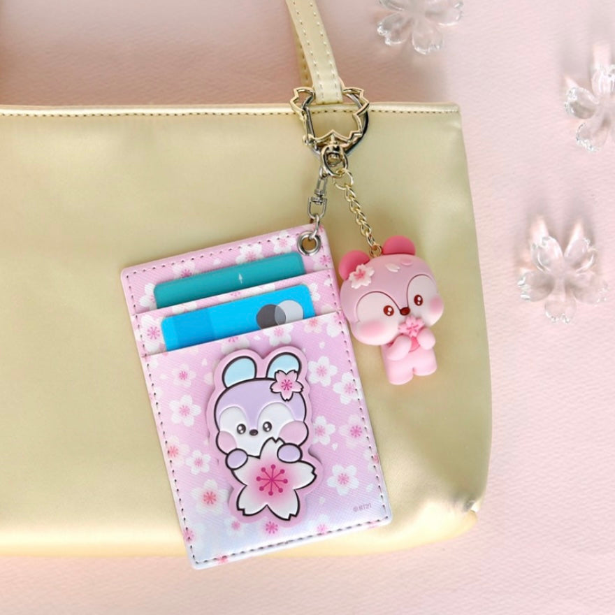BT21 Leather Patch Cherry Blossom Card Holder