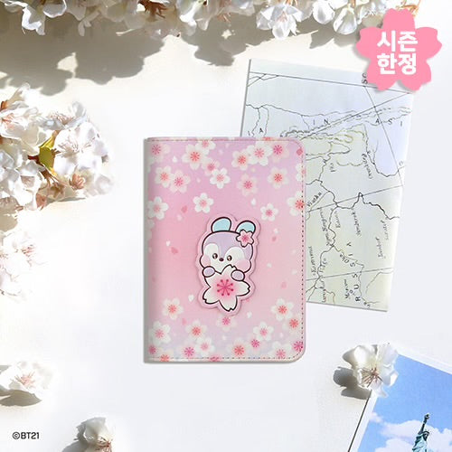 BT21 Leather Patch Cherry Blossom S Passport Cover