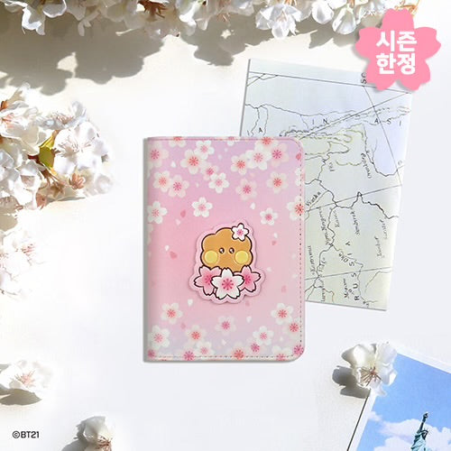 BT21 Leather Patch Cherry Blossom S Passport Cover
