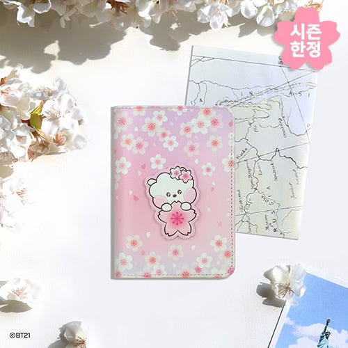 BT21 Leather Patch Cherry Blossom S Passport Cover