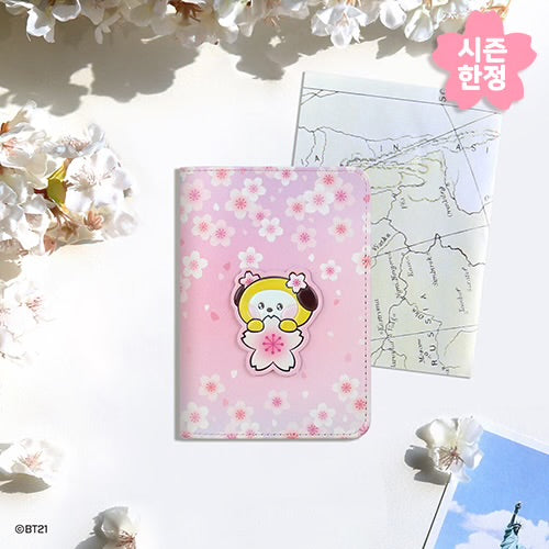 BT21 Leather Patch Cherry Blossom S Passport Cover