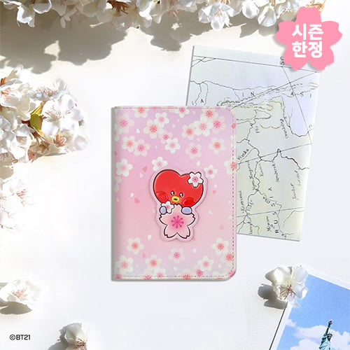 BT21 Leather Patch Cherry Blossom S Passport Cover