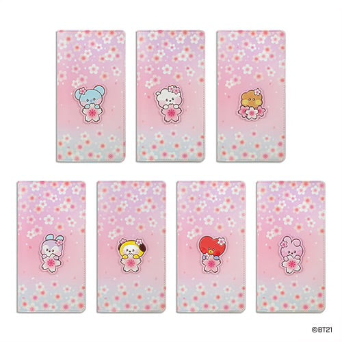 BT21 Leather Patch Cherry Blossom L Passport Cover
