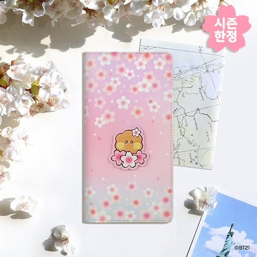 BT21 Leather Patch Cherry Blossom L Passport Cover