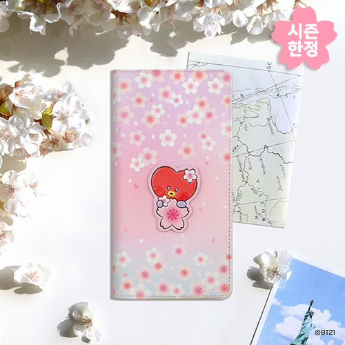 BT21 Leather Patch Cherry Blossom L Passport Cover