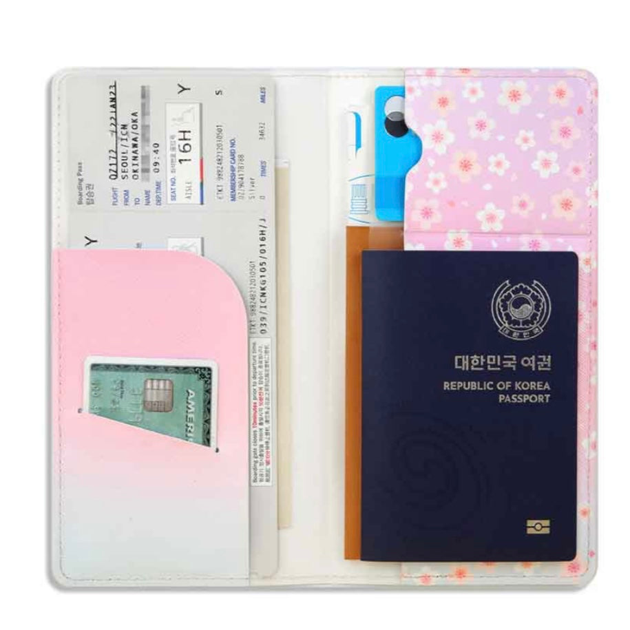 BT21 Leather Patch Cherry Blossom L Passport Cover