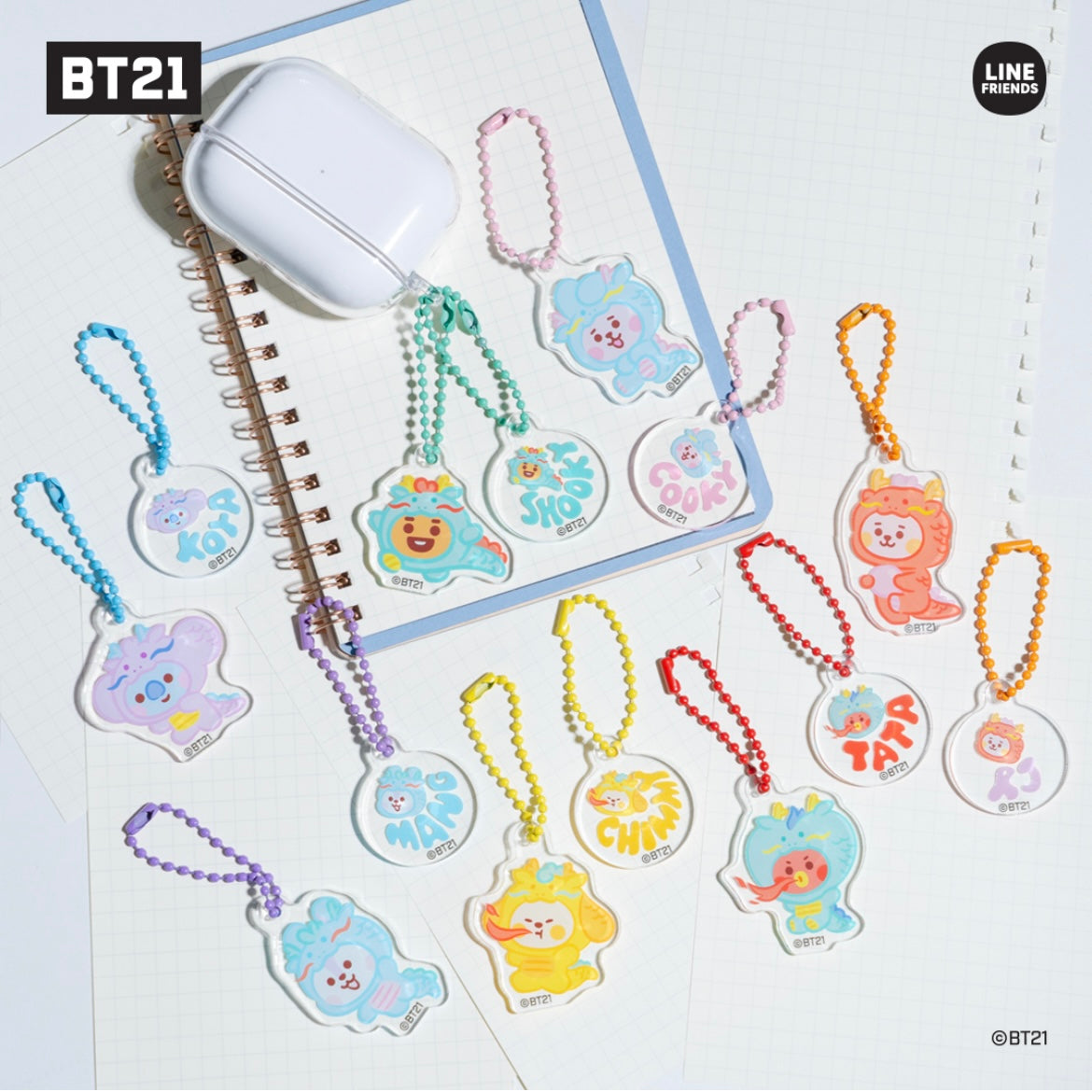 BT21 Baby Dragon Acrylic Keyring Set