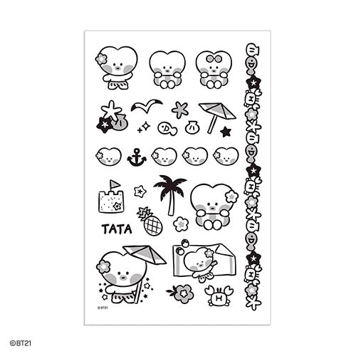 BT21 Summer Sky Tattoo Stickers