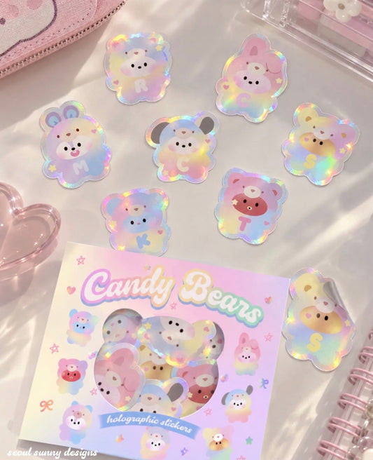 Candy Bears Holographic Flake Stickers Waterproof