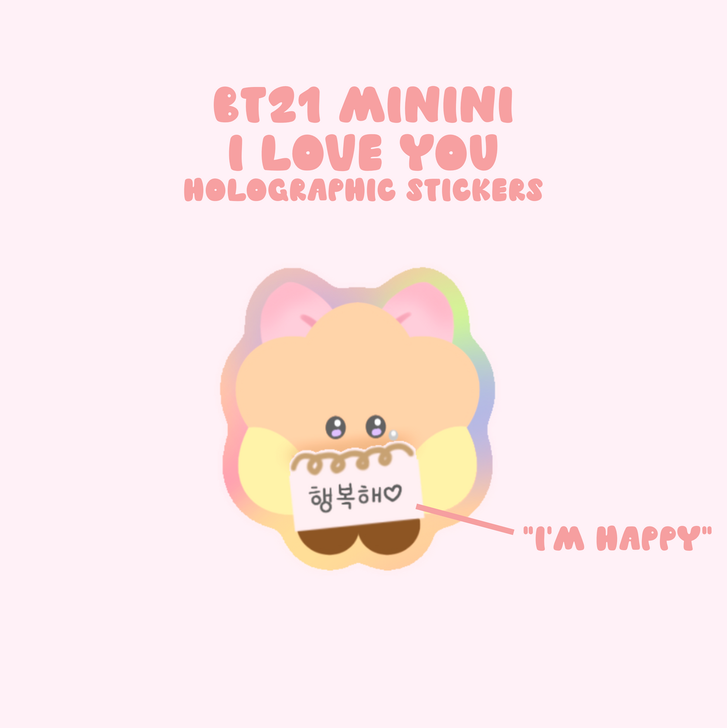 BT21 Minini I Love You Holographic Stickers
