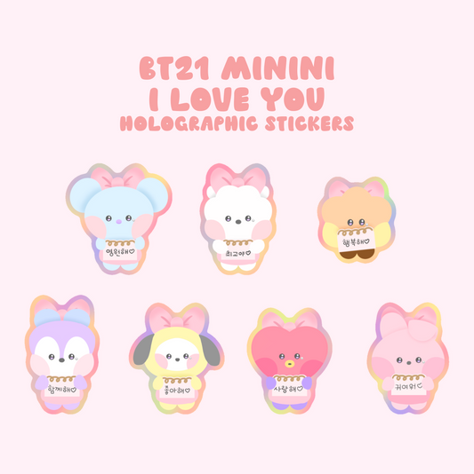 BT21 Minini I Love You Holographic Stickers