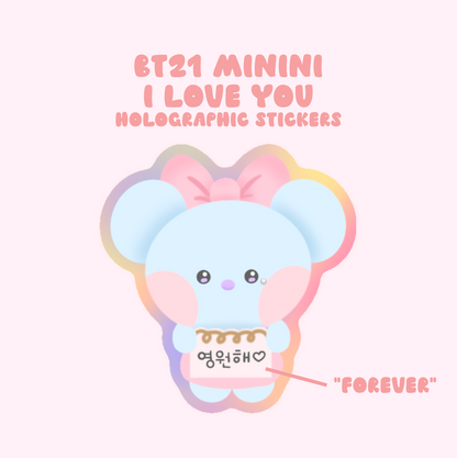 BT21 Minini I Love You Holographic Stickers