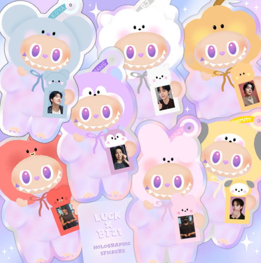 Big into energy Luck labubu x BT21 Holographic Sticker