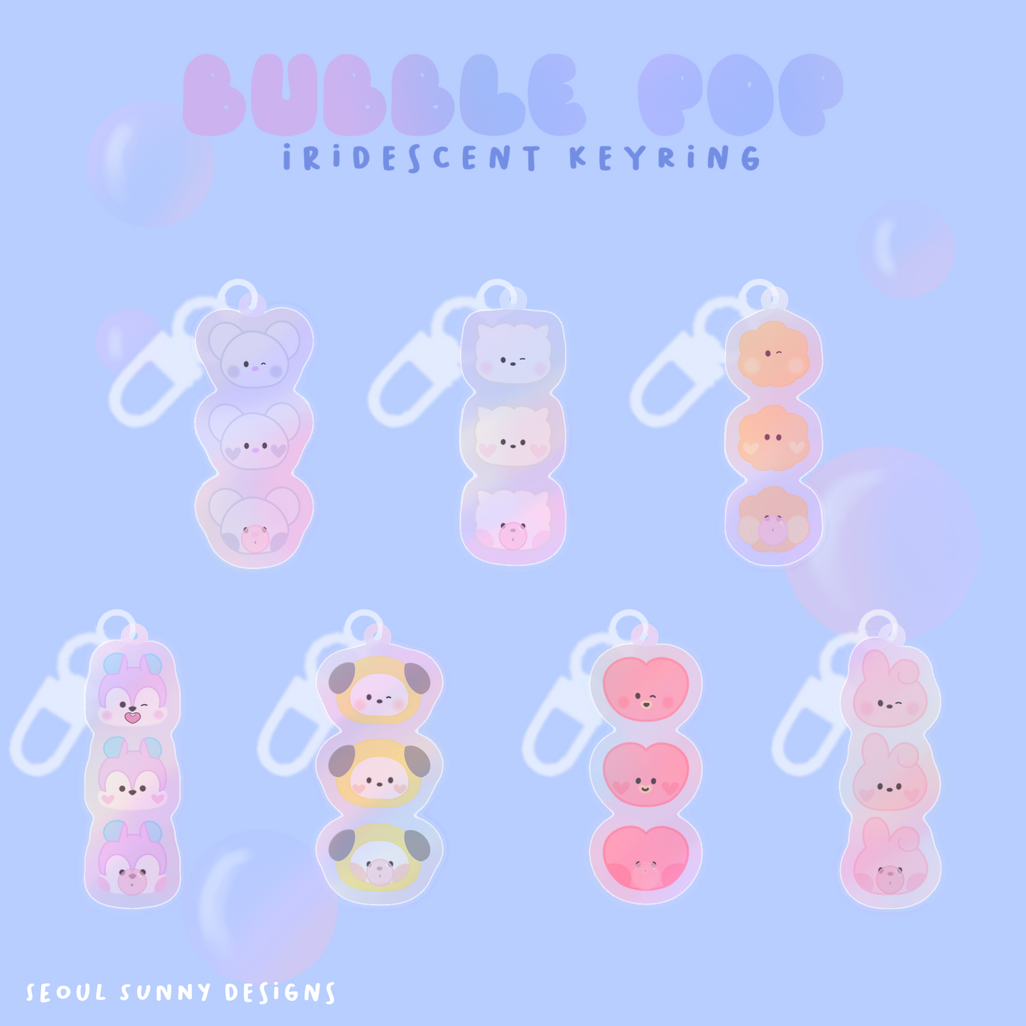 Bubble Pop Iridescent Keyrings