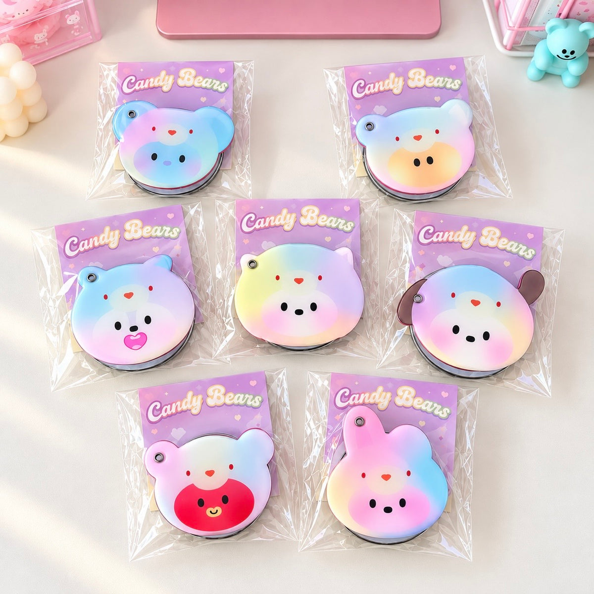Candy Bears Glitter Pop Socket with Mirror MagSafe or Adhesive