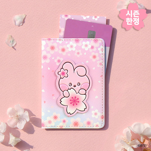 BT21 Leather Patch Cherry Blossom Card Case