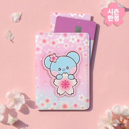 BT21 Leather Patch Cherry Blossom Card Case