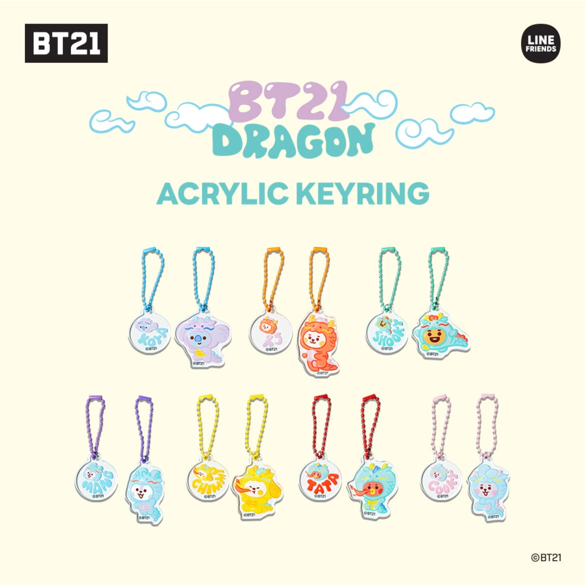 BT21 Baby Dragon Acrylic Keyring Set