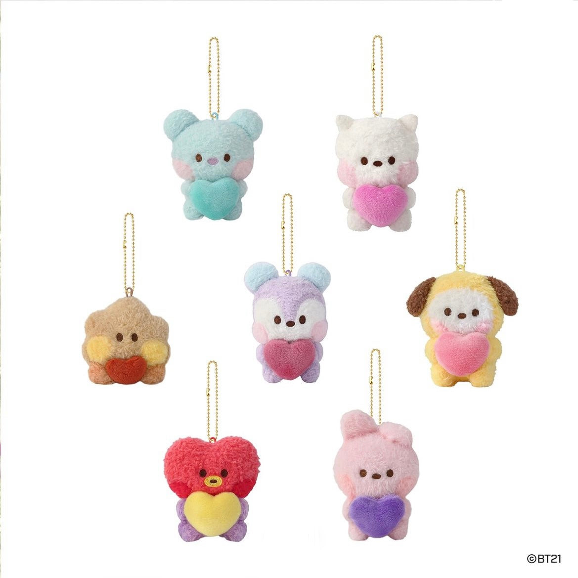 [2ND PRE-ORDER] BT21 Heart Plushies Keyring – SEOUL SUNNY